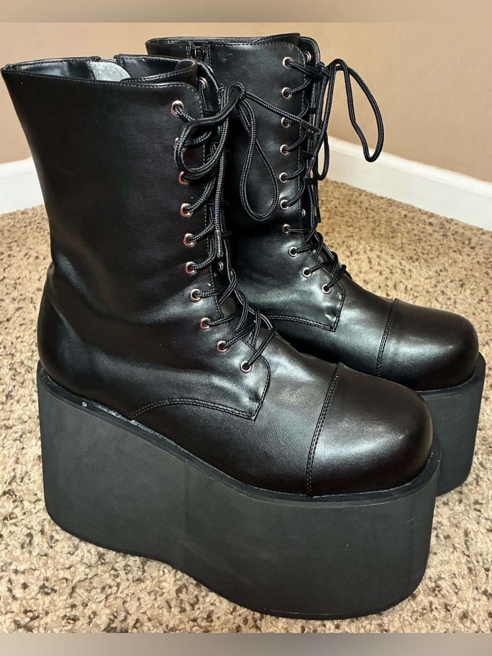 Funtasma MONSTER-10 Black Platform Zip Side Boots Frankenstein Mens Medium 10-11